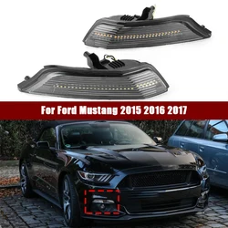 For Ford Mustang 2015 2016 2017 Car LED Front Turn Signal Light with Water Flashing White DRL and yellow turn light with Flowing