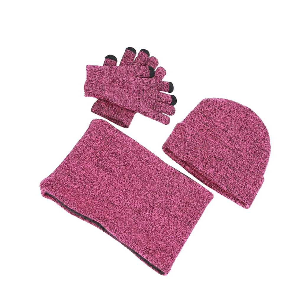 

Winter Hat Scarf Glove Set Warm Woolen Knitted Hats Stretchy Comfortable Gloves Beanie Winter Accessory Ski Camp