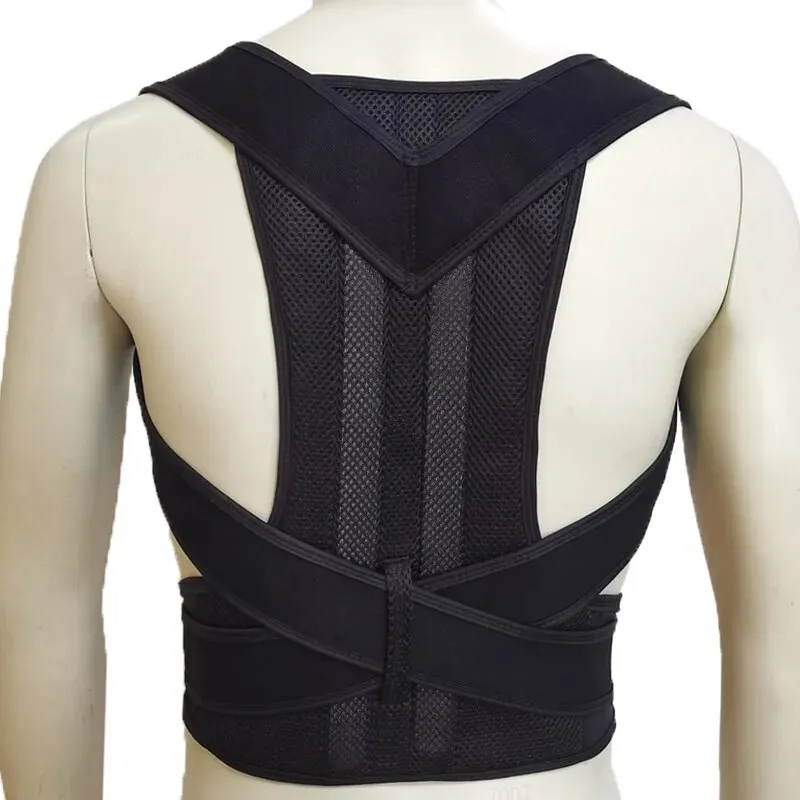 YBFDO Men Adjustable Back Belt Body Shaper Posture Corrector Shoulder Lumbar Brace Spine Support Adult Posture Correction Corset