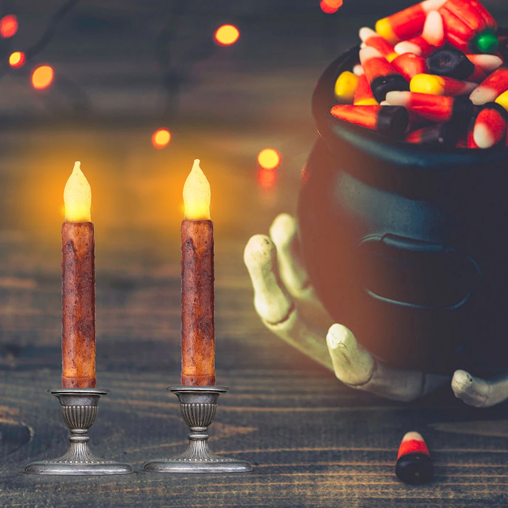 

2 Pcs Retro LED Light Lamp Without Vintage Lights Candles for Halloween Household