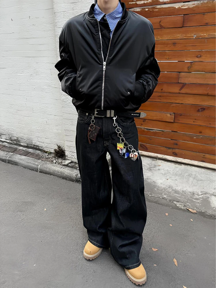 

Мужские джинсы в американском ретро-стиле, широкие, прямые, весна-осень, в стиле High Street, с эффектом потертости, молодежный тренд