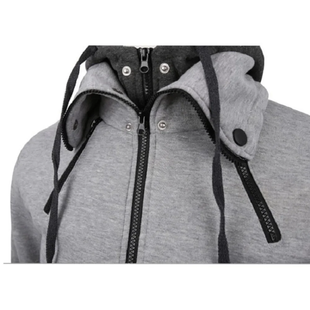 Trendy Autumn Men Zipper Jacket Casual Bomber Jacket Fleece Hooded Coats Scarf Collar Male Slim Fit Outwear Daily Wear