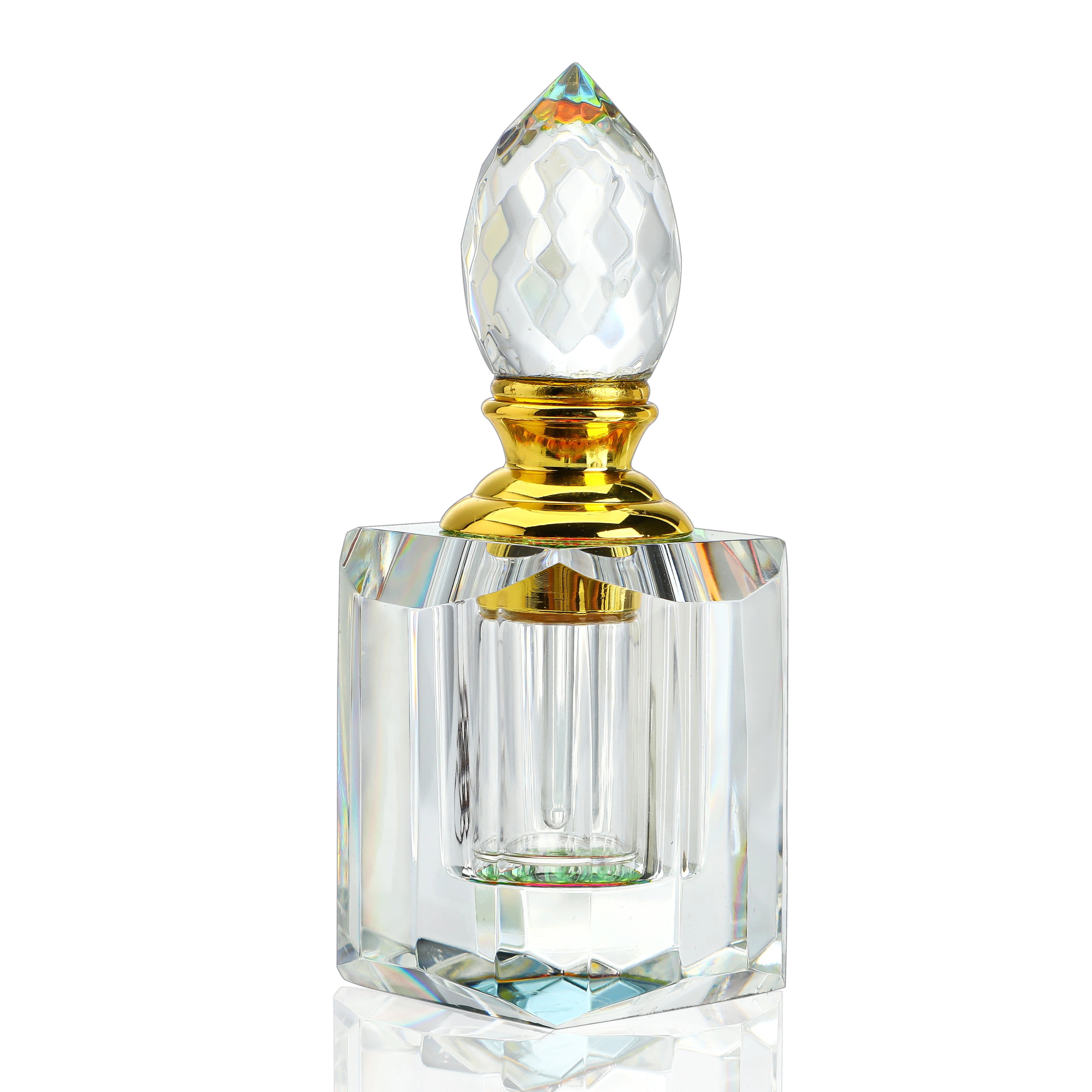 

H&D 3ML Refillable Crystal Perfume Bottle Empty, Clear Crystal Cut Travel Perfume Bottle