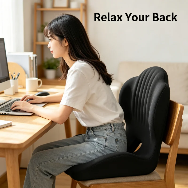 Memory Foam Lumbar Support Cushion –Sedentary Seat Cushion for Decompression & Sitting Posture Correction, Office Chair Artifact