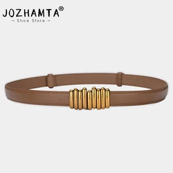 JOZHAMTA  Retro Belts Women Genuine Cow Leather Adjustable Metal Buckle Accessories 2023 Ladies Jeans Dress Waistband Handmade