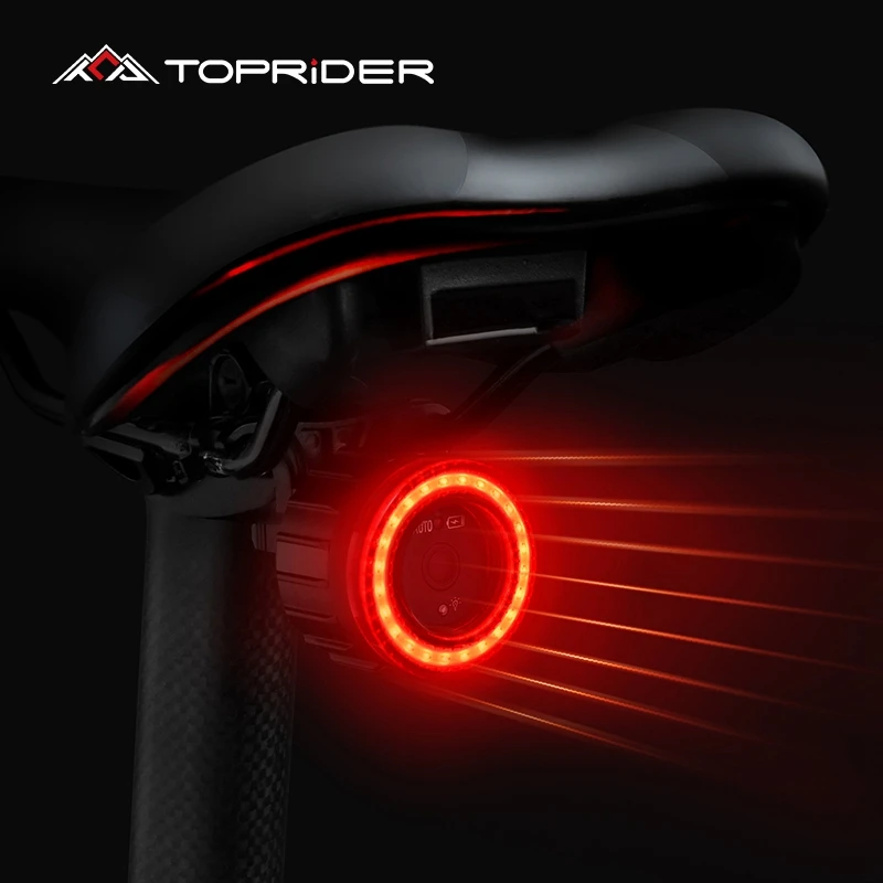 

Smart Sensor Brake Bicycle Tail Light Bike Rear Lamp IPx6 Waterproof LED Charging Super III Taillights for Night Cycling