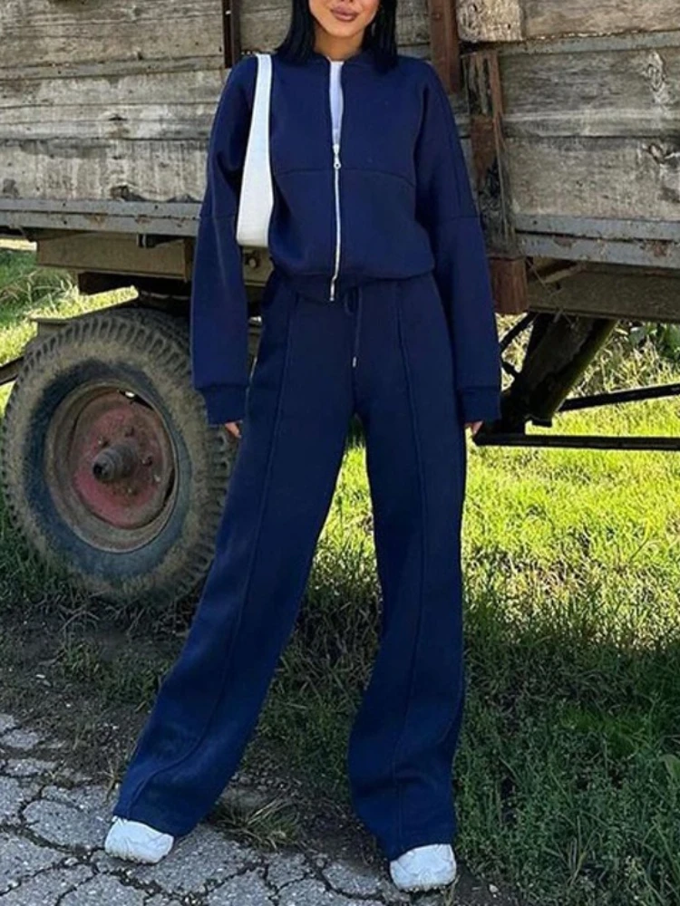 

European American Casual Suit Autumn Winter Cardigan Sports Women's Clothing Street Style Long-sleeved Jacket Trousers Two-piece