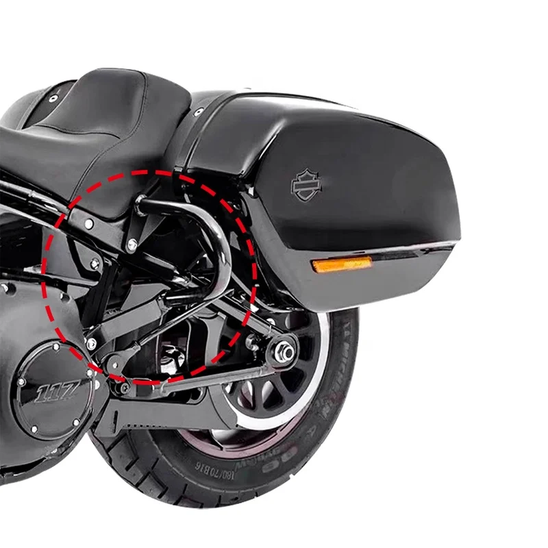 

Gloss Black Saddlebag Crash Bar Club Style Crash Bars Fit HD Low Rider St Sport Glide Side Cases Protection Bars Rear Guards