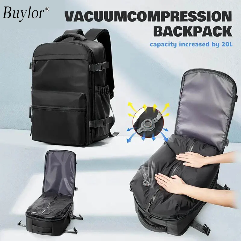 Buylor Men Women Water-Resistant Laptop Suitable For 16-Inch Laptop Vacuum-Compressed Casual Travel Backpack for Business Trips
