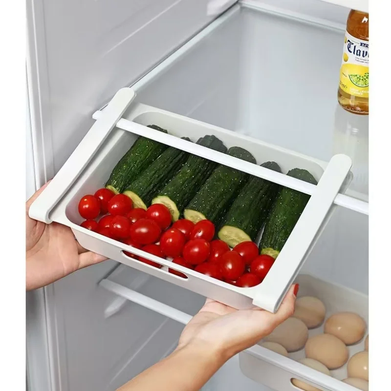 Refrigerator Storage Box Pull Type Fruit Vegetable Fresh Keeping Box 12 Grid Egg Protector Kitchen Organizer 26*18*5CM