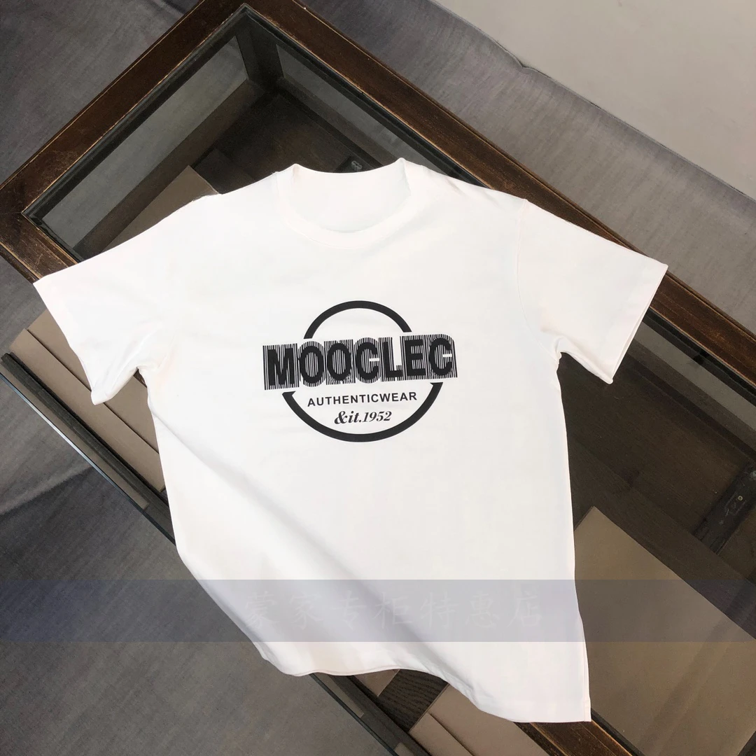 2025 نموذج جديد 25 جديد الصيف Mengjia الأصلي القياسية قصيرة حفر تي شيرت الرجال القطن الخالص رسالة مطبوعة جولة الرقبة الرجال نصف