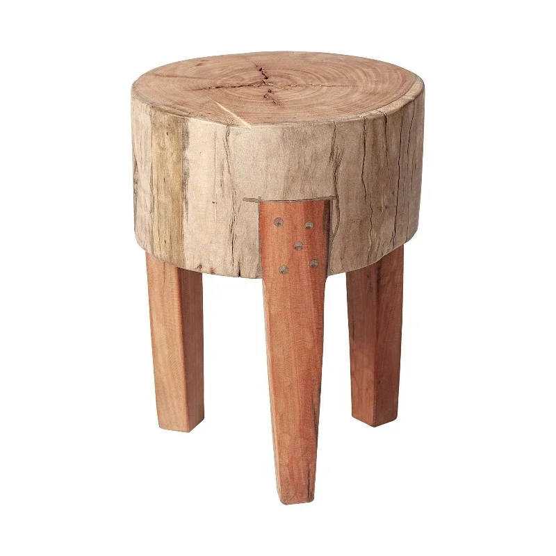 

Dark brown and brown imitation old reclaimed wood round coffee table living room furniture
