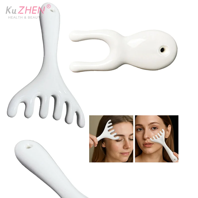 

Керамический ручной массажный инструмент для кожи головы, носа, Гуа Ша, массажер для релаксации и красоты, массажная расческа Meridian, расческа для головы с шестью зубьями