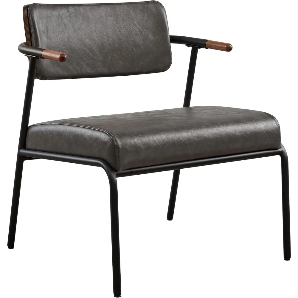 Accent Chair Set of 2, Mid-Century Modern Chair, Upholstered Lounge Armchair with Metal Frame & Removable Cushion, Side