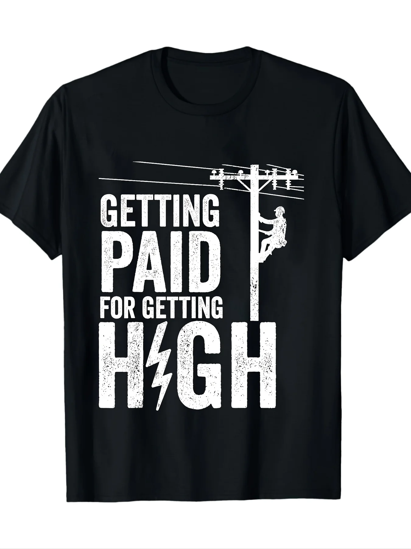 1pc, Men's Funny Electrician Gift T-Shirt - Pound Crew Neck Short Sleeve, Printed with 