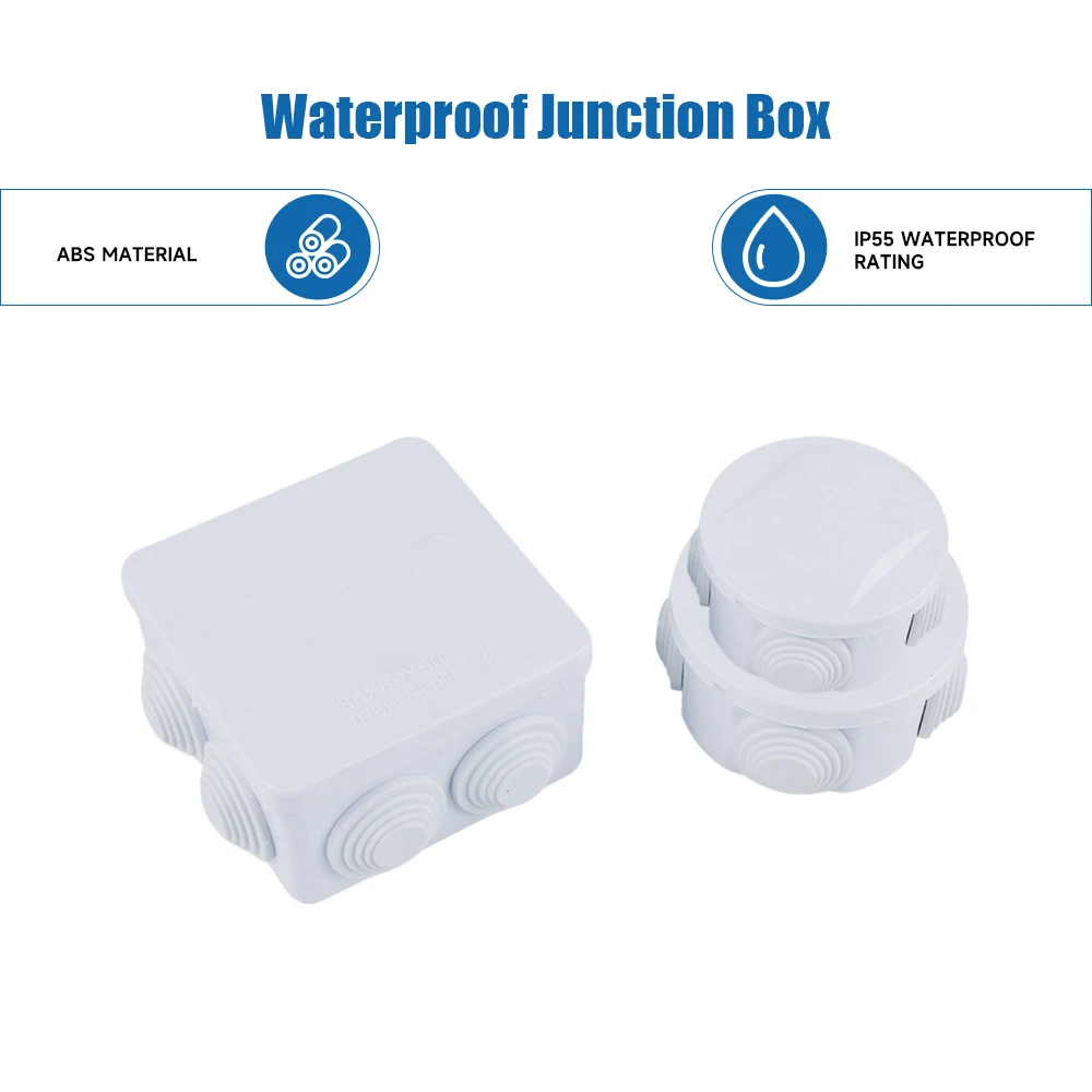 Boîte de jonction électrique en plastique ABS, boîtier de commande d'alimentation, étanche IP55, pour câble extérieur, boîtier de connexion de fil
