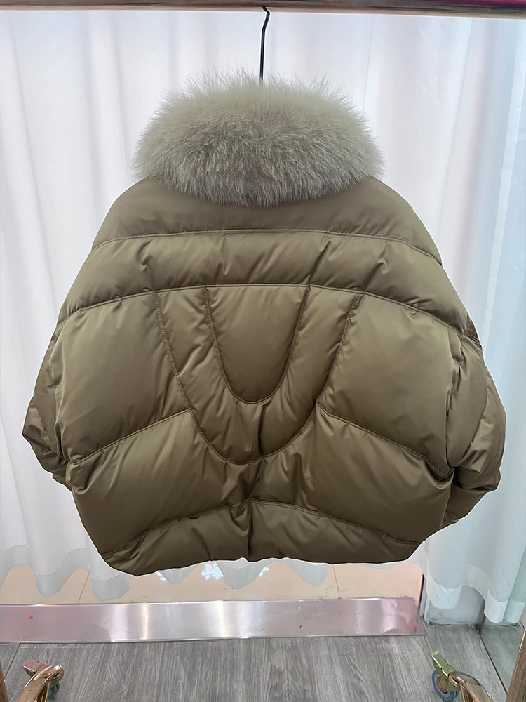 2024 Autumn Winter Women\'s Goose Down Jacket With Real Fox Fur Collar Thick Women Warm Coat Luxury Outwear New Female Coat