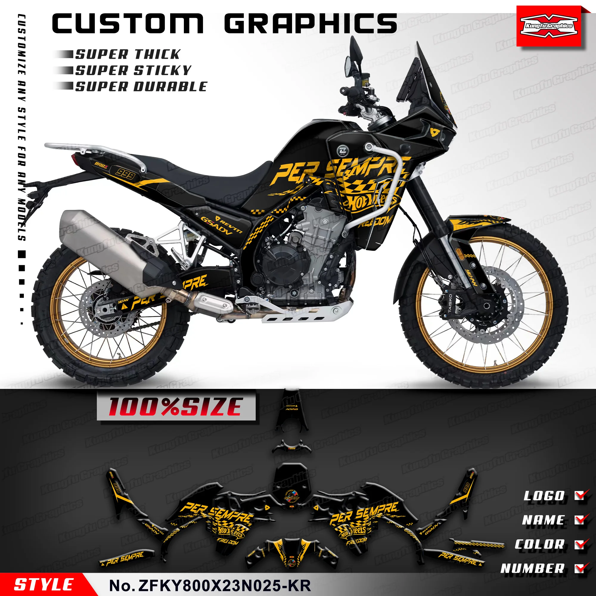 

Наклейки KUNGFU GRAPHICS для мотоциклов, декоративные стикеры для KOVE 800X PRO 800X Rally / 800X Travel/Touring Edition, ZFKY800X23N025-KR