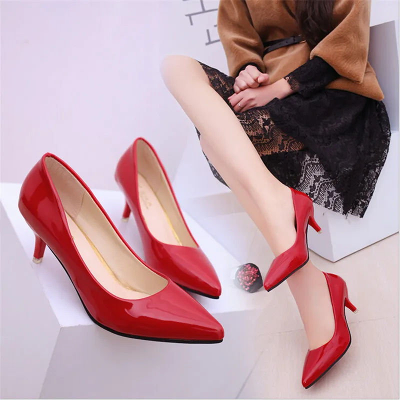 Shoes Ladies Pumps Medium Heel Nude Sexy High Heels Weeding Shoes Women Office Work White Pumps Party Shoes High Quality