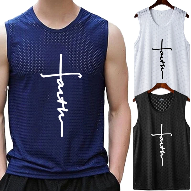 

Men's Quick Dry Running Sports Sleeveless T-shirt Fitness Training Breathable Workout Basketball Loose Tank Top Exercise Tops