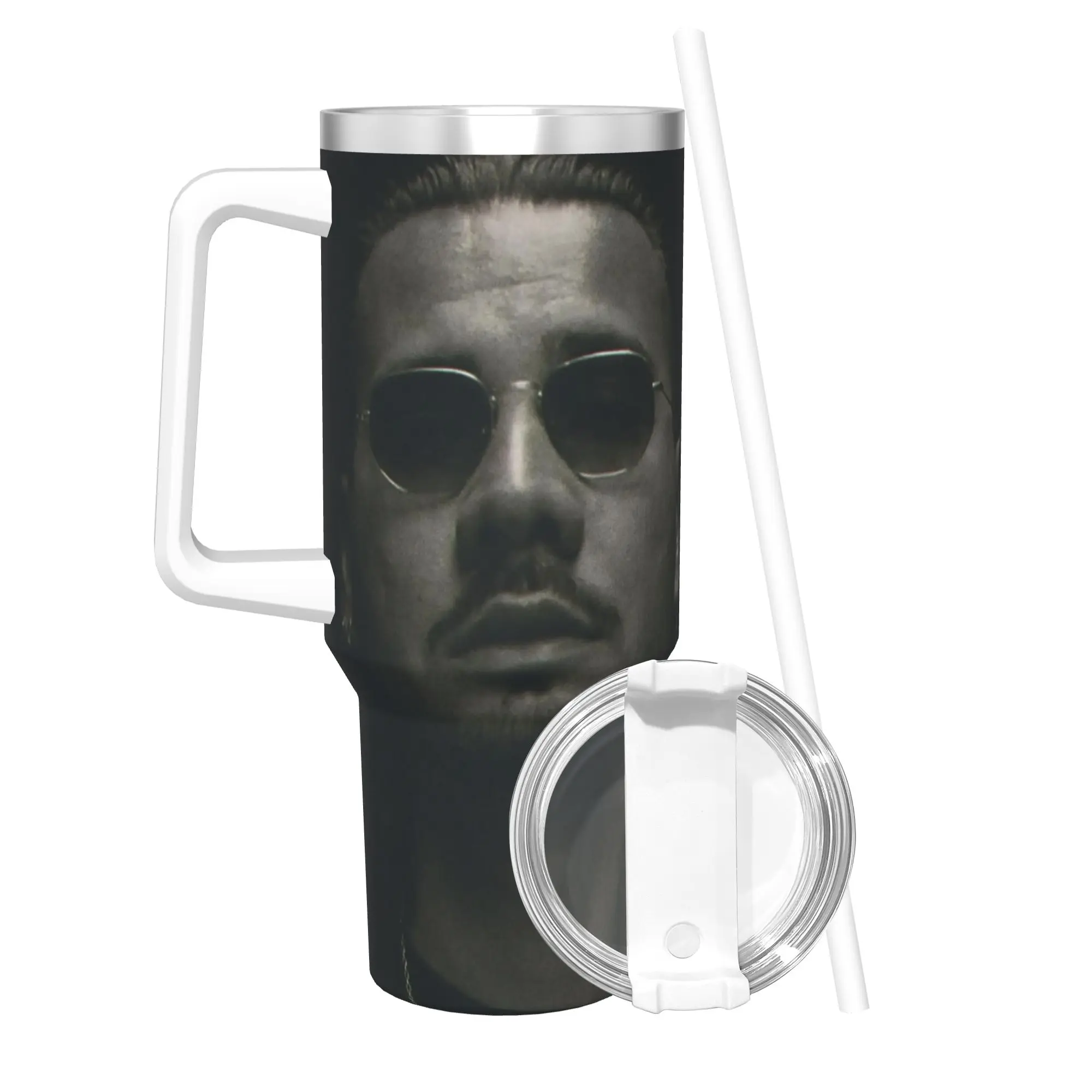 Apache207 Rapper Tumbler With Straw  Stainless Steel Mug Double Wall Vacuum Insulated for Cold Or Hot 40oz