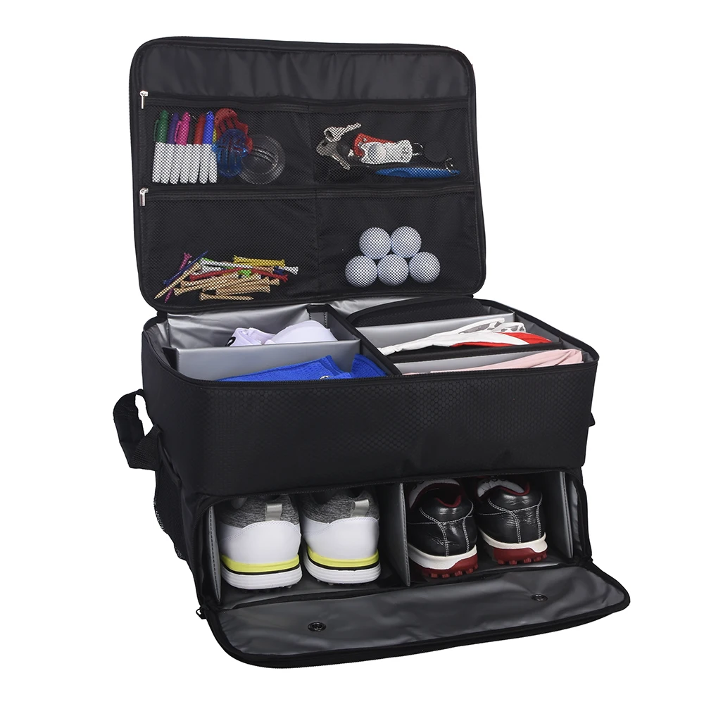 Golf Trunk Organizer Waterproof Car Golf Shoes Bag With Large Golf Storage Box For Shoes Balls Tees Clothes Gloves Accessories 