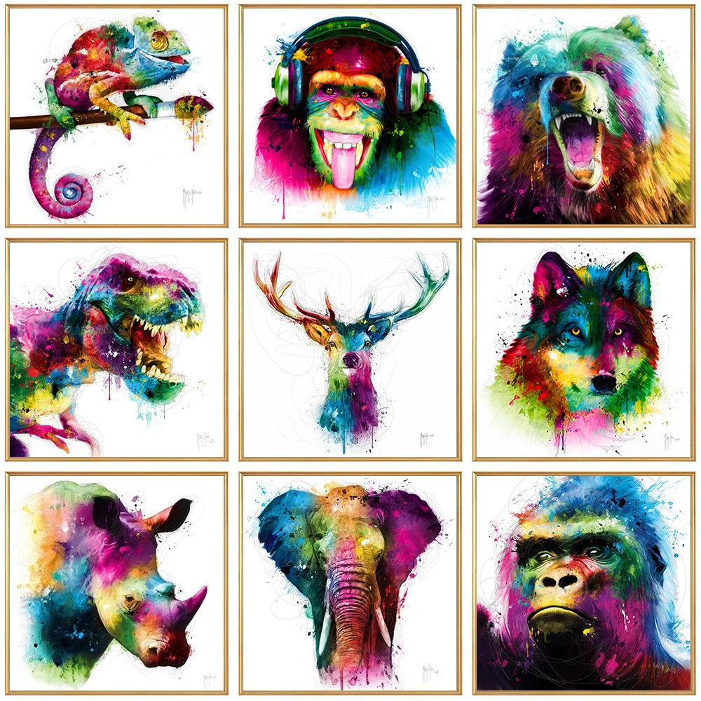 

Abstract Colorful Graffiti Animals and Lips Eyes Posters and Prints Canvas Paintings Wall Art Pictures for Living Room Decor