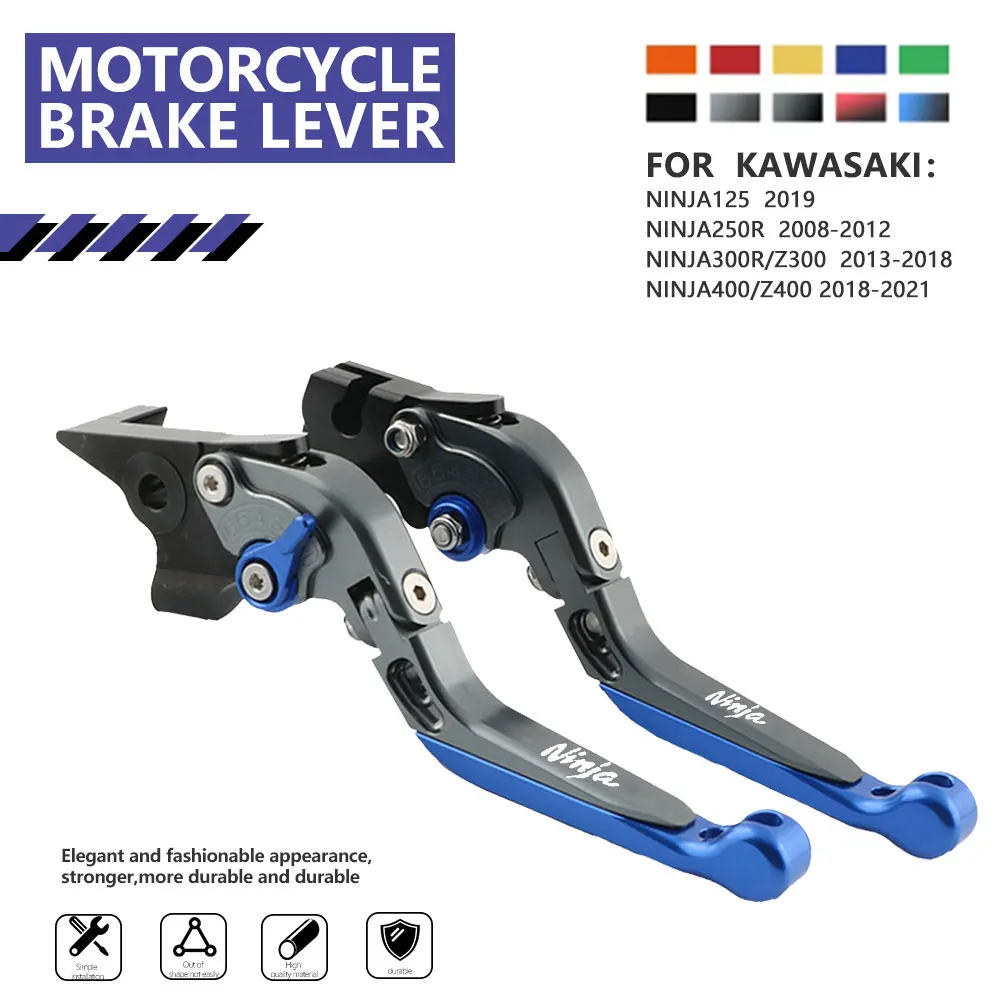 

Motorcycle Brake Clutch Levers For Kawasaki Ninja125 2019 Ninja250R 2008-2012 300R/Z300 2013-2018 400/Z400 2018-2021 Extendable