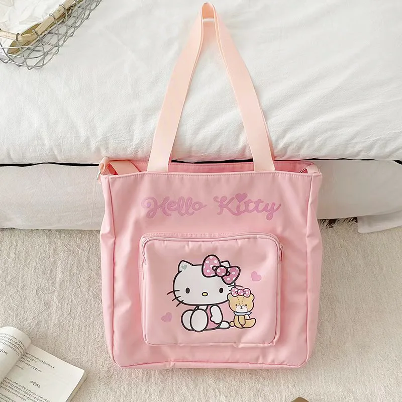 Sanrios Double Layered 2024 Crossbody Bag Cute My Melody Hellokittys Anime Kawaii Tutorial Bag Student Large Capacity File Pack