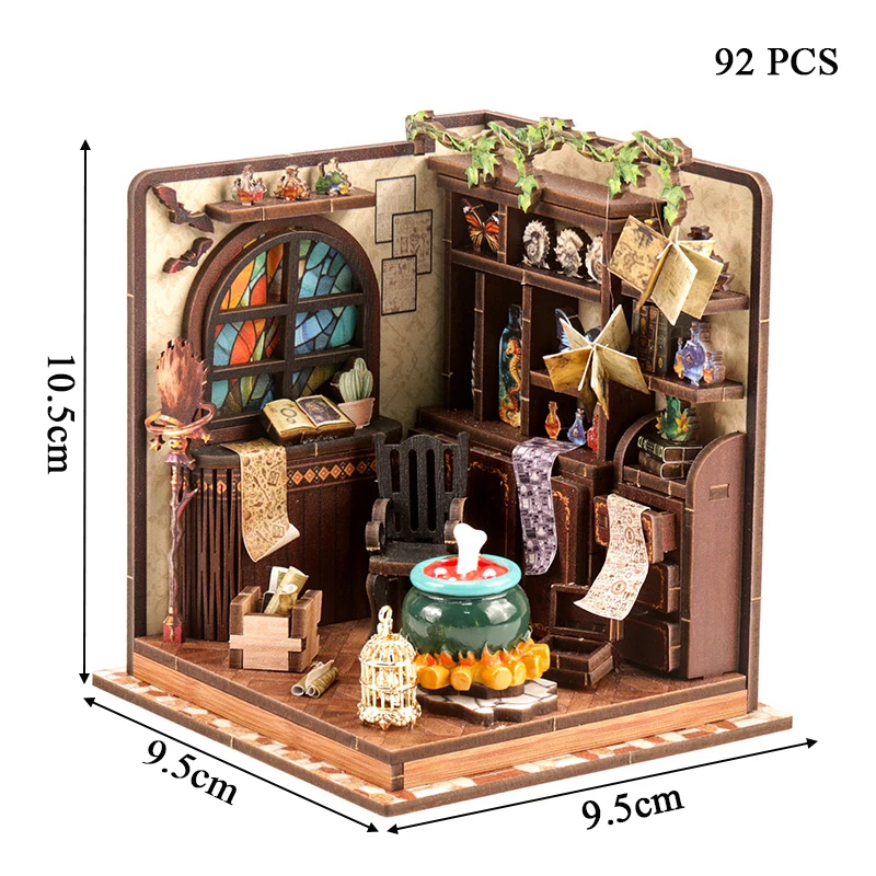 DIY Wooden Miniature Model Kit Magic Potion Workshop Casa Doll Houses 3D Puzzle Dollhouse With Furniture Lights for Friends Gift