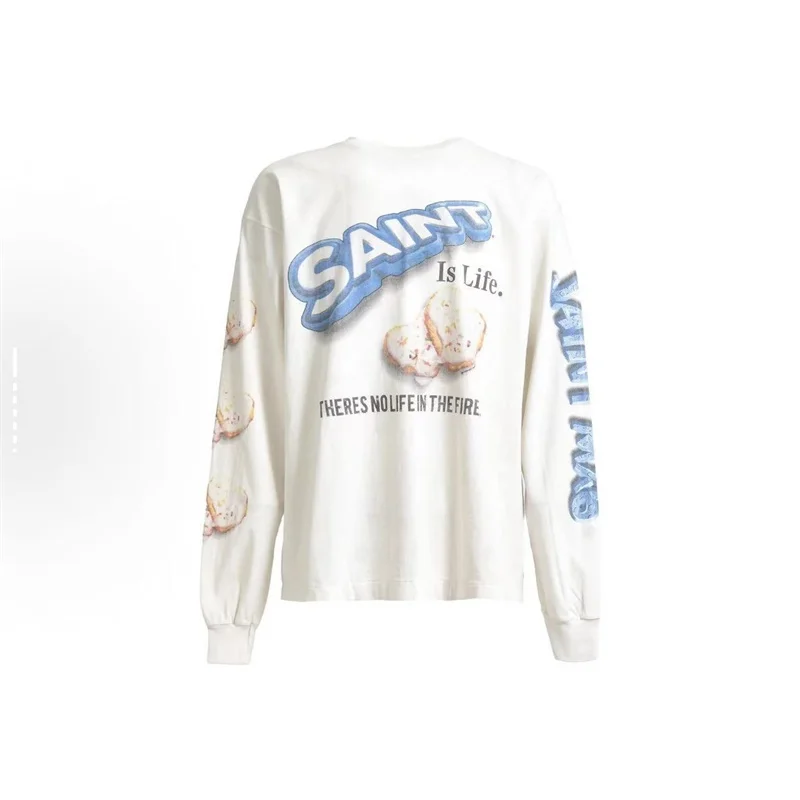 

Футболка с длинными рукавами Saint Michael American High Street с винтажным принтом для мужчин и женщин