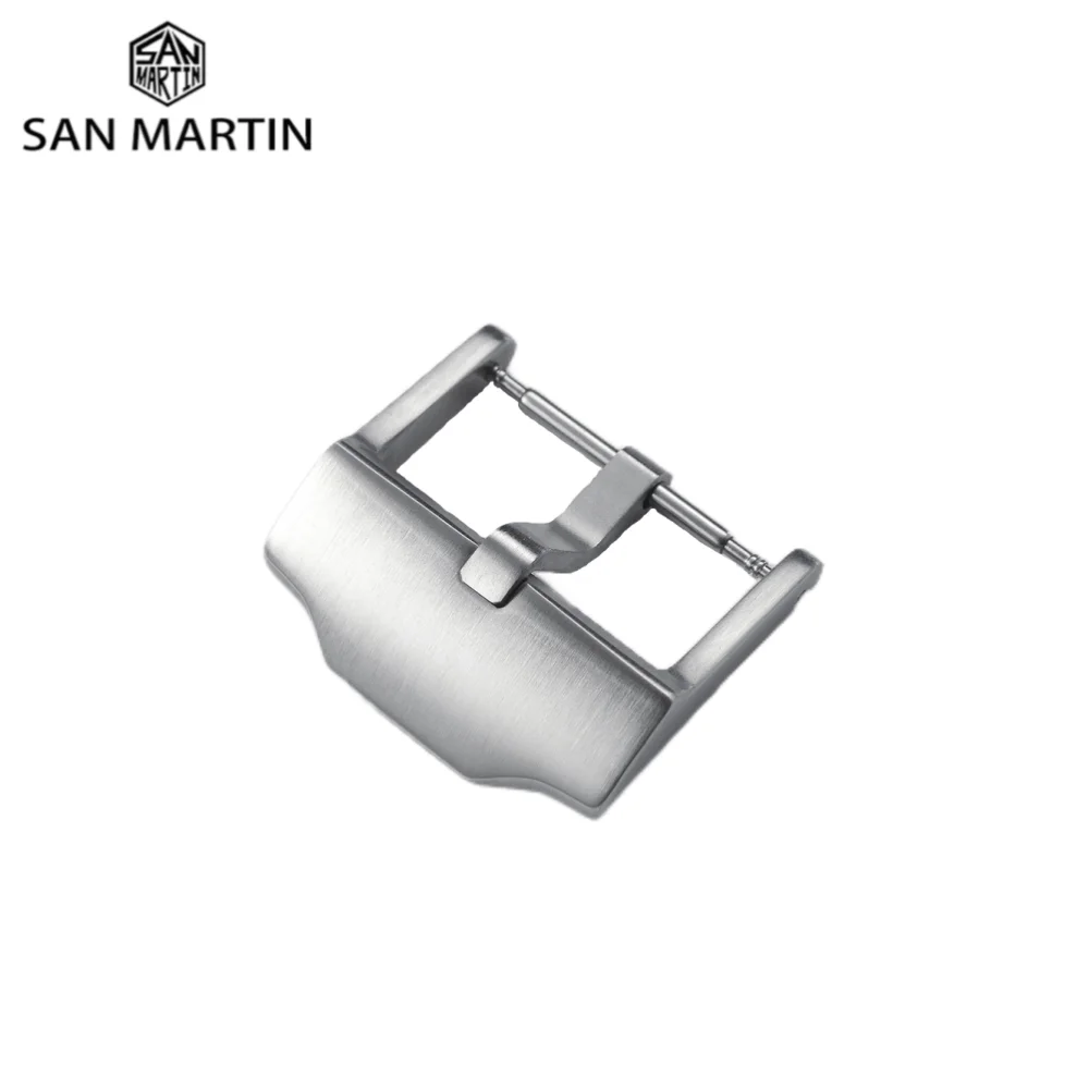 

San Martin Watch Band Buckle Brushed 316L Stainless Steel 20mm 18mm Men Watchband Strap Watch Parts Silver Clasp Accessories