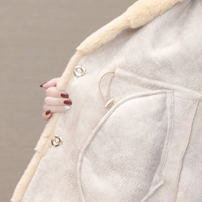 2024 New Women Winter Thick Loose Warm Outwear Plush Hooded Jacket Female Women Mink Velvet Luxury Natural Real Mink Fur Coats