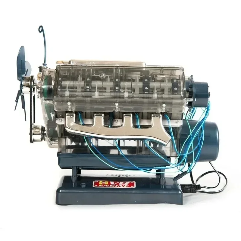 Mini V8 Engine Assembly Model Transparent Vision Runable Birthday Gift Toy