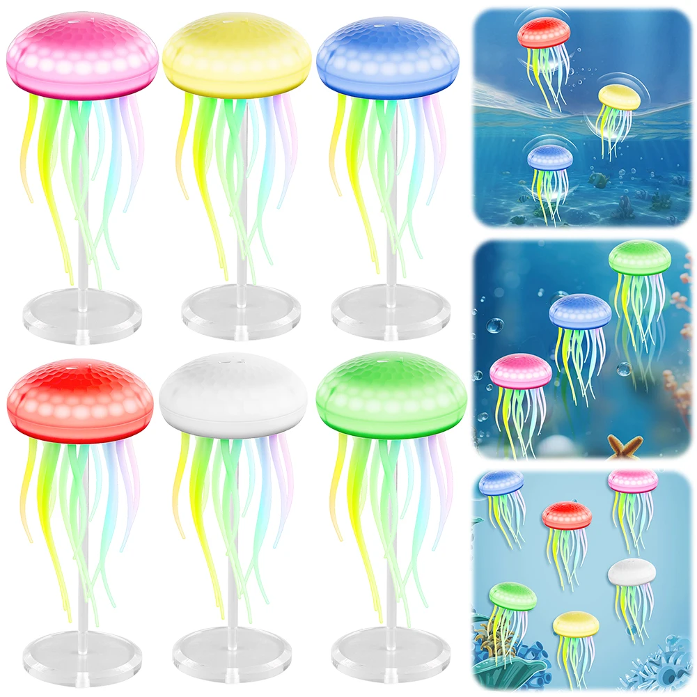 LED Jellyfish Lamp with Dancing Legs Jellyfish Light Type-C Charging Jellyfish Table Lamp with Base for Holiday Christmas Gifts