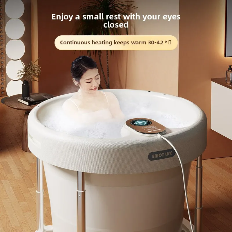 Jiashu Bath Bucket Adult Household Round Foldable Portable Bath Bucket Heating Constant Temperature Adult Bath Bucket Wholesale