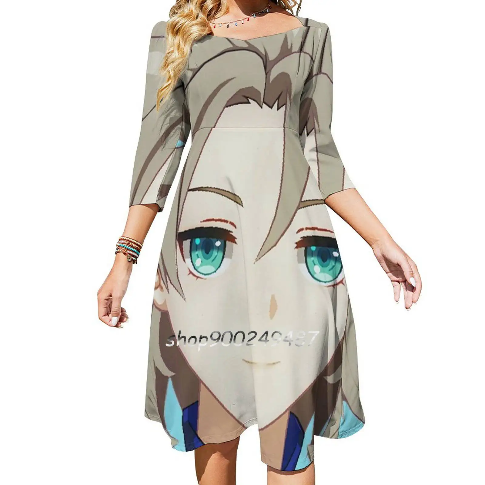 Smug Albedo Women Spring Autumn Long Sleeve Dress Female Casual Dress Albedo Smug Albedo Albedo Genshin Albedo Genshin Impact