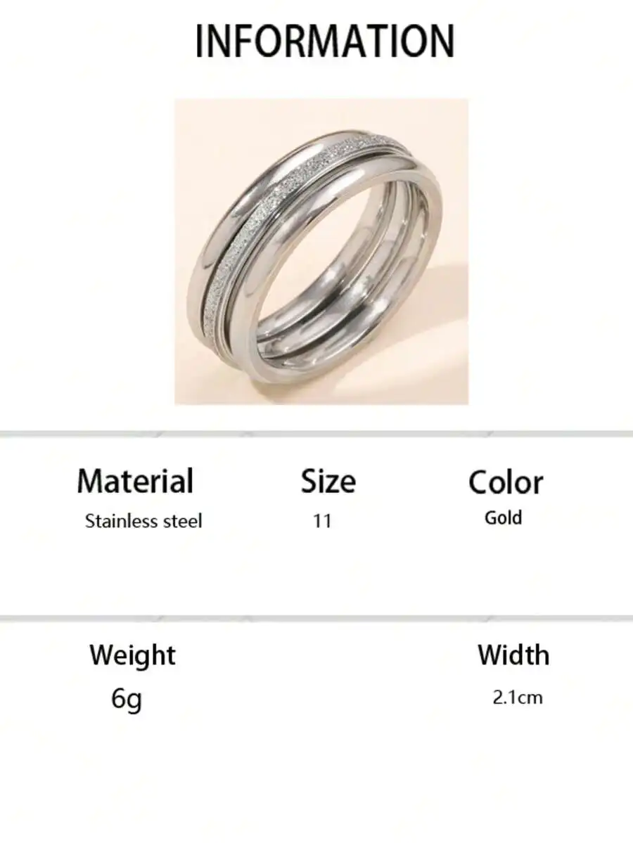 

Stainless Steel Fashion Ring Set With Sparkle Band For Adults
