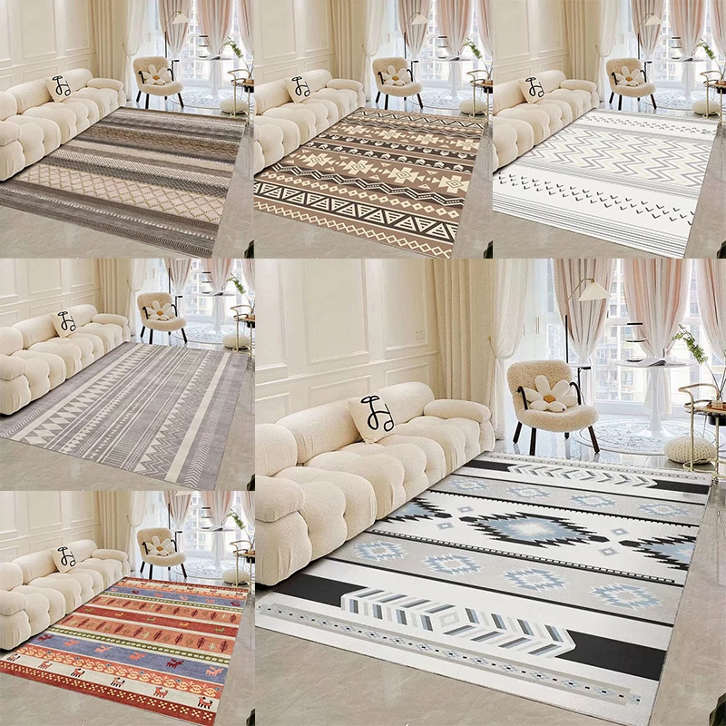 Moroccan Style Living Room Carpet Nordic Minimalist Sofa Coffee Table Side Rug  Bedroom Bedside Household Anti Slip Floor Mat