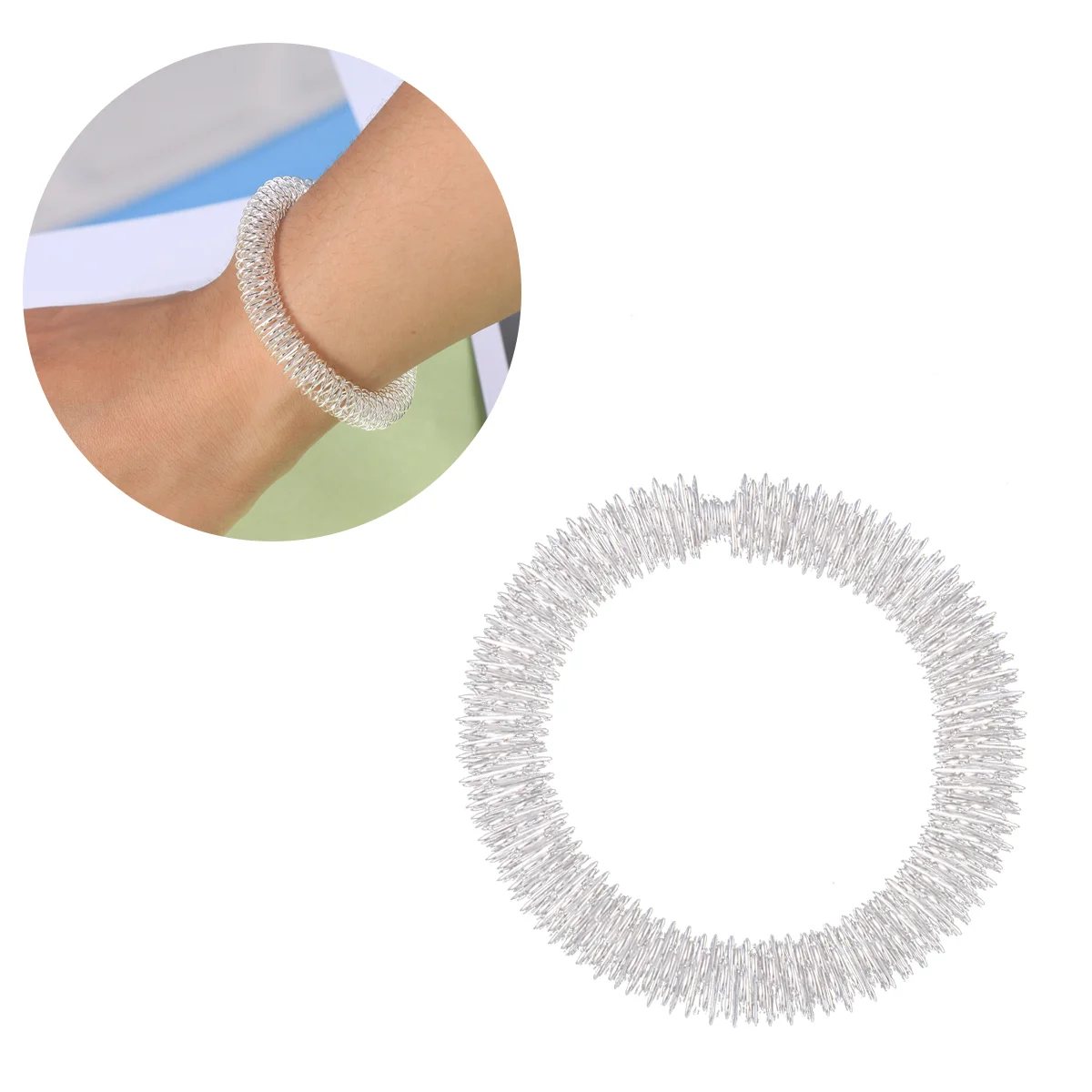 3 Pack Spiky Sensory Bracelet Rings Chinese Massage for Wrist Acupressure Massagers