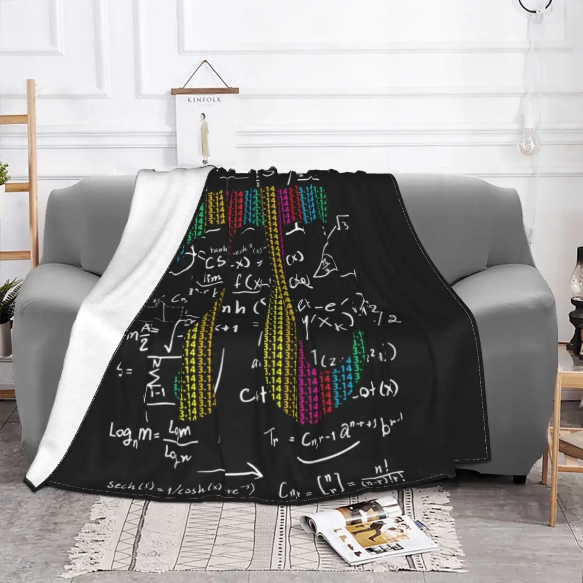 Fleece Pi Day Symbol With Math Equations Throw Blanket Warm Flannel Nerd Geek Science Teacher Blankets for Bed Sofa Bedspreads