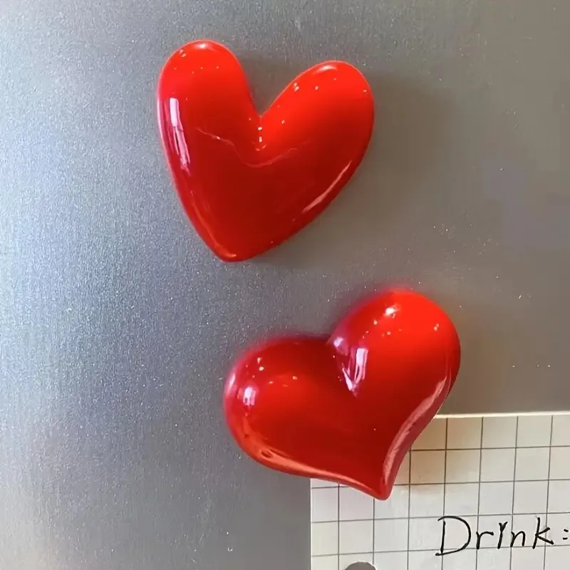 2pcs Set Heart-Shaped ABS Fridge Magnets - Modern Kitchen Decor, Perfect Valentine's Day Gift