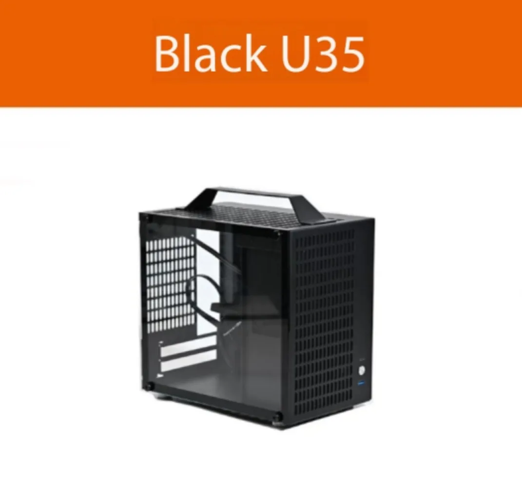 

U35 ITX Empty Case, All Aluminum, Transparent Side, Portable Mini Chassis, SFX PSU, Non-C24