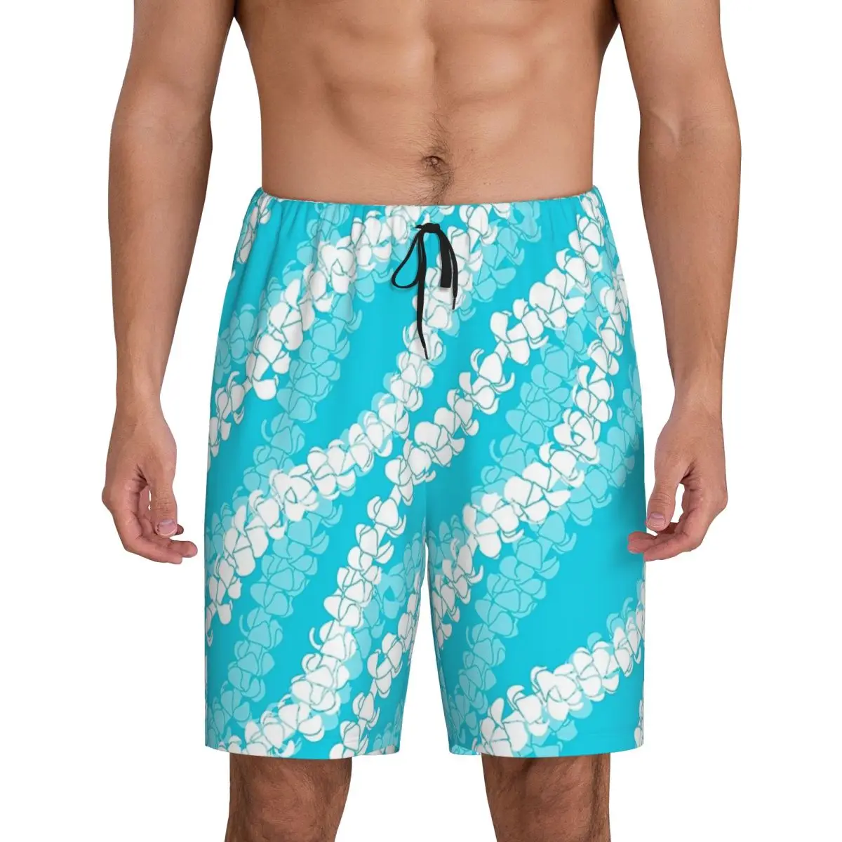 

Мужские пижамные шорты Custom Puakenikeni Single Leis On Turquoise Short Pajama Pants для сна и отдыха