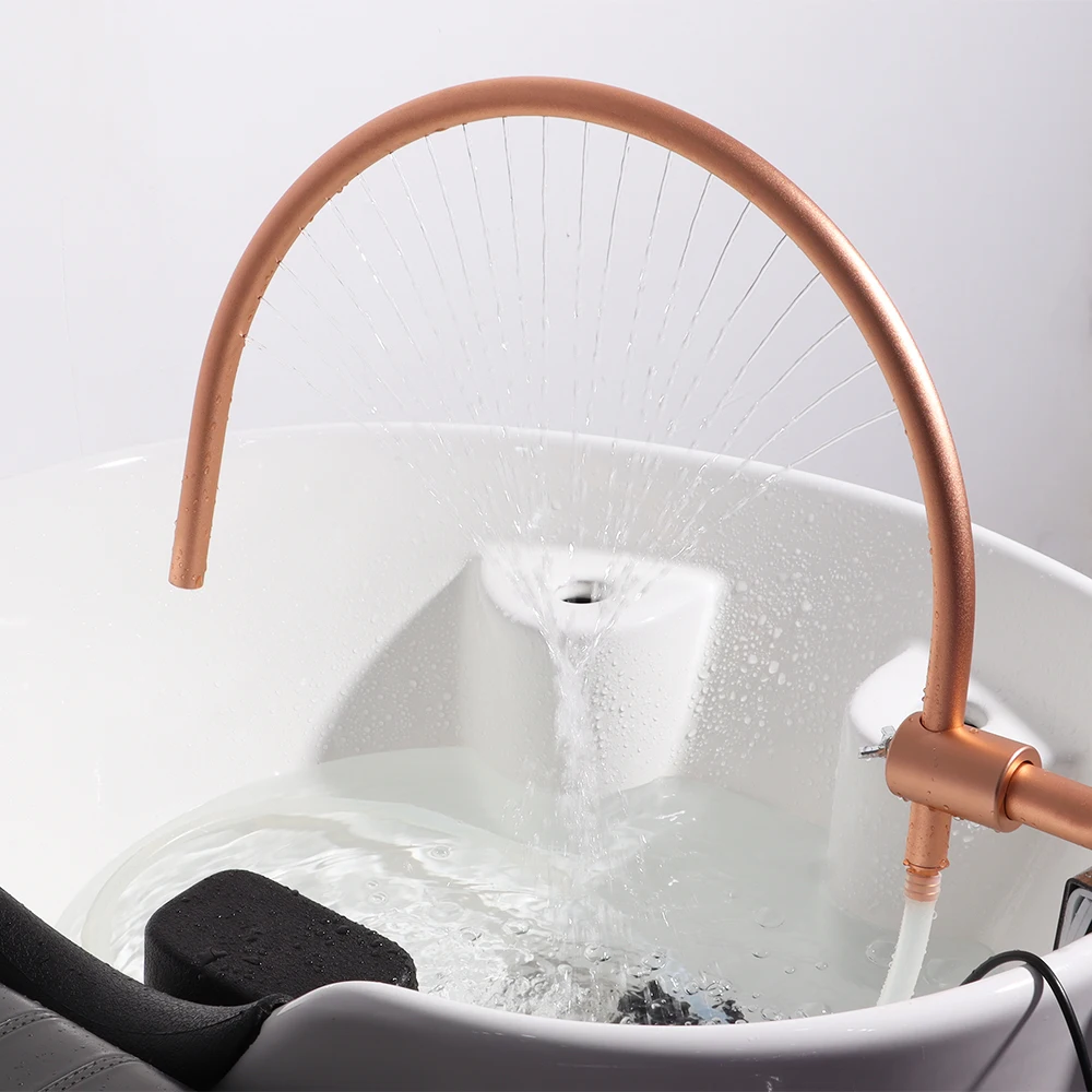 منفذ شلال سبا في صالونات التجميل لغسل الشعر وإطار سبا برأس دوران المياه مع مفتاح تدفق المياه لسرير وعاء الشامبو #5