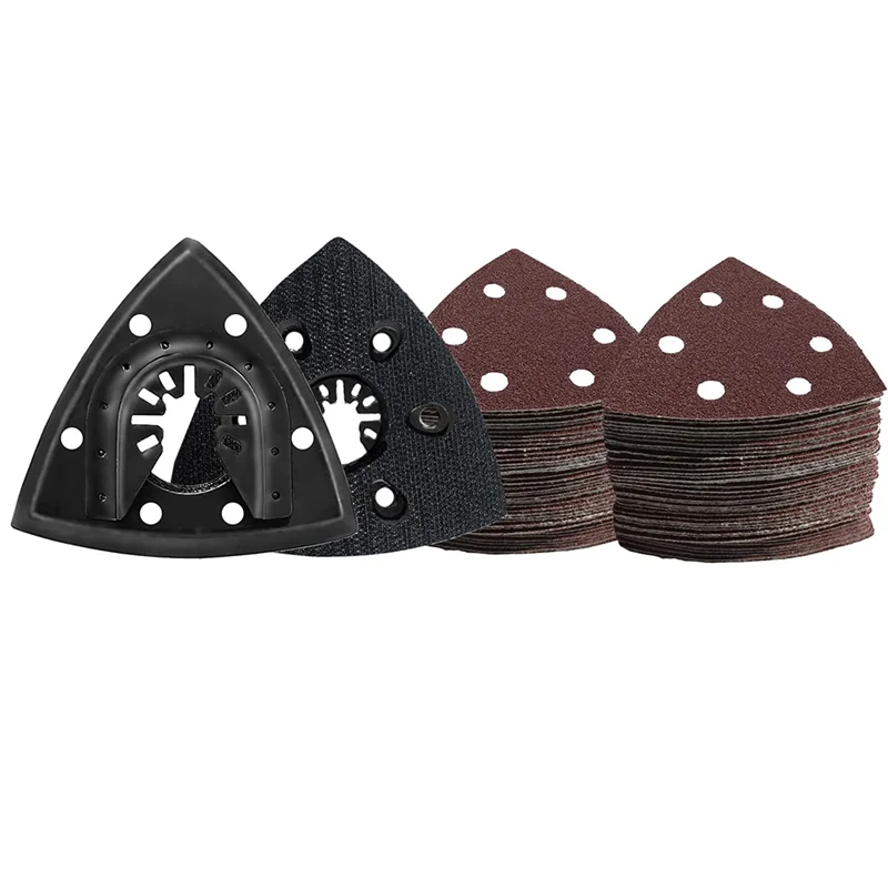 Promotion! 124 Pcs Oscillating Tool Sanding Pad Kit 2Pcs 3-1/2 Inch Triangle Sanding Pads 2Pcs Fingertip Sand Pad 120Pcs Sandpap