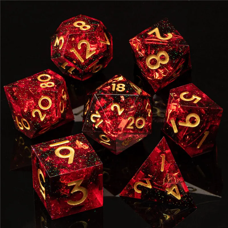 KERWELLSI DND Sharp Edge Dice Set, Resin D&D Dice Set, Polyhedral Dice Set for Dungeon and Dragon, RPG Role Playing D and D Dice