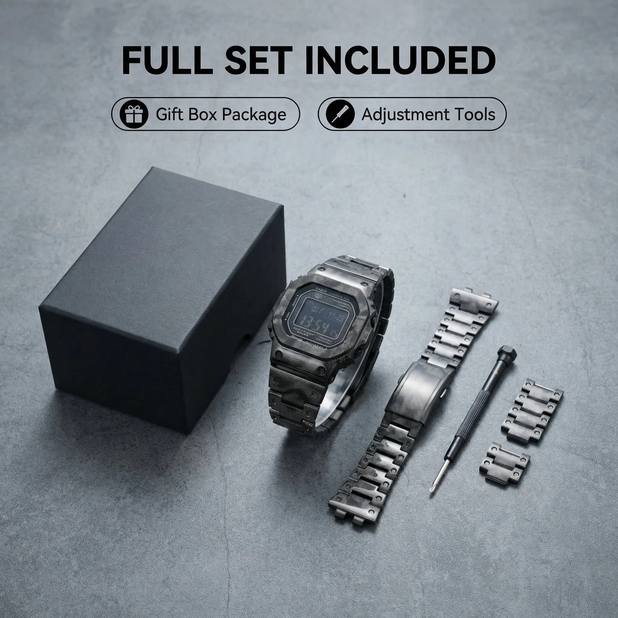 

Камуфляжные аксессуары для часов из нержавеющей стали и титана для ремешка часов Casio G-SHOCK GMW-B5000 к 35-летию, комплект