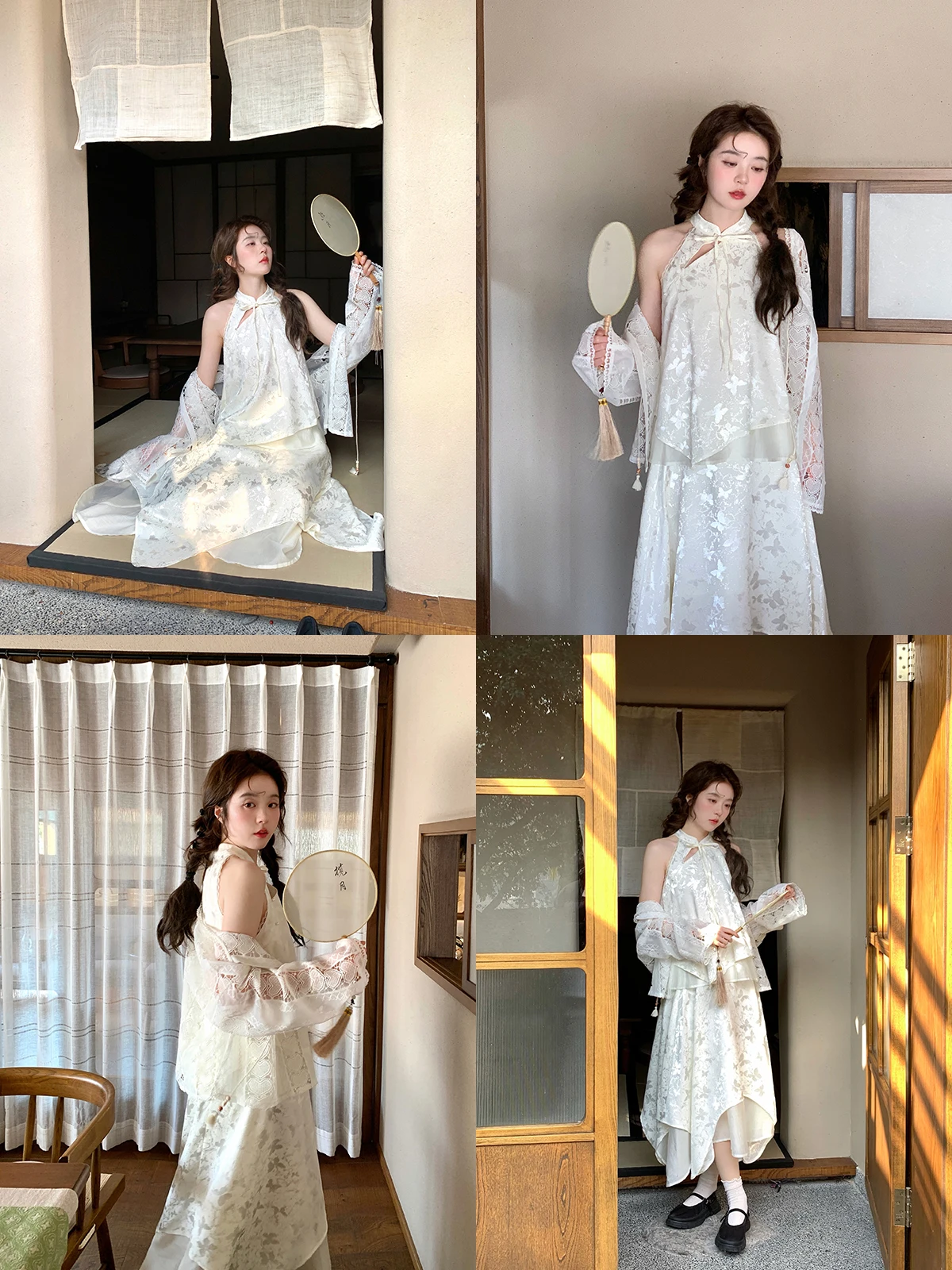 

Шикарный комплект из топа и юбки больших размеров в китайском стиле с принтом «Едящие сыра», с завязками на шее, новинка, красивая женская мода больших размеров.