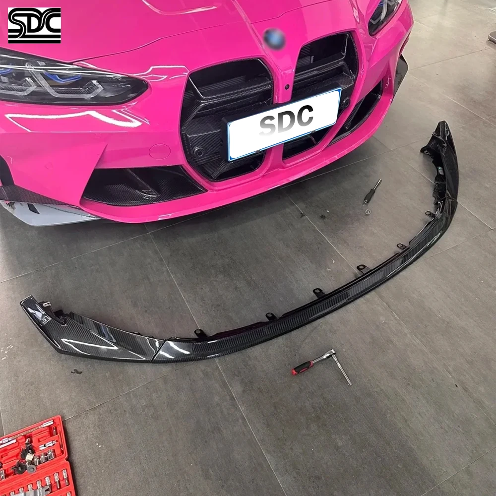 CSL ريال ألياف الكربون الجافة الجبهة الشفاه لسيارات BMW M3 G80 M4 G82 2021 + M3 المنافسة كامل ألياف الكربون المصد الأمامي الفاصل 3 قطعة/المجموعة #2